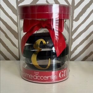 Black and Gold Striped “E” Ornament